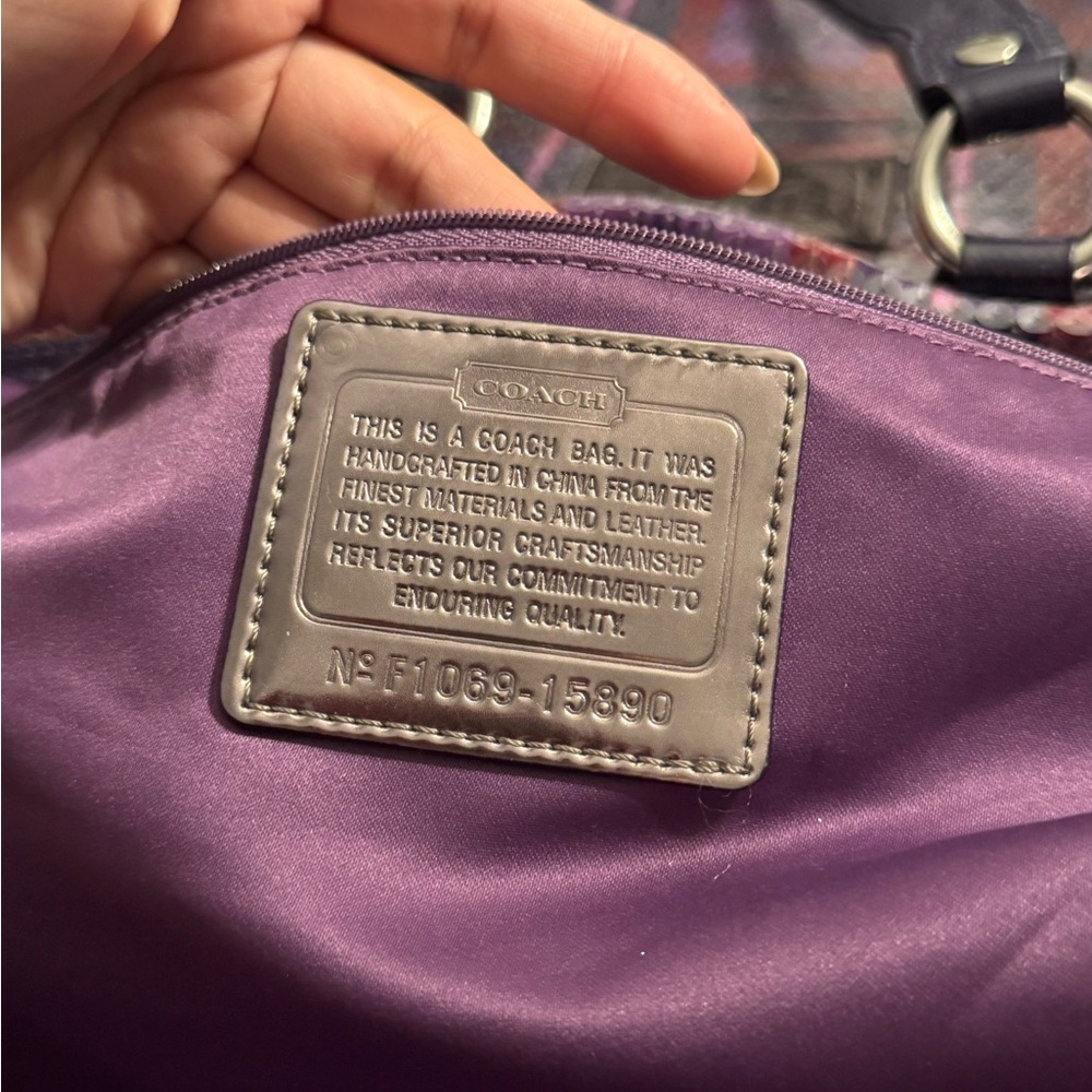 Coach poppy  Purple and Black Sequin Tote Bag - Picture 4 of 8
